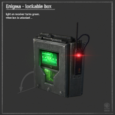 Enigma Lockbox concept art from Batman: Arkham Origins by Daniel Kvasznicza