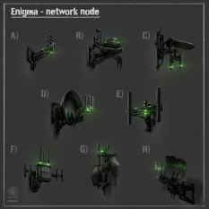 Enigma Network Node concept art from Batman: Arkham Origins by Daniel Kvasznicza