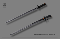 Deathstroke Swords concept art from Batman: Arkham Origins by Meinert Hansen