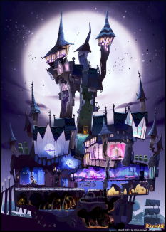 Castle Dracula concept art from Rayman Legends by Aymeric Kevin