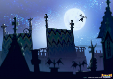 Rooftop concept art from Rayman Legends by Aymeric Kevin