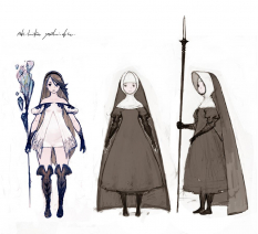Agnes Oblige And Nuns concept art from the video game Bravely Default