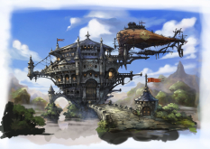 Airdock concept art from the video game Bravely Default