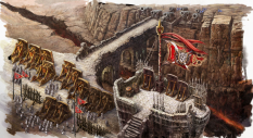 Battle Fortifications concept art from the video game Bravely Default