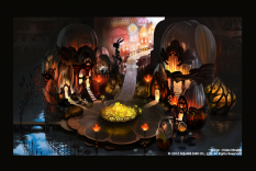 Town Shops concept art from the video game Bravely Default