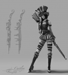 Caitlyn concept art from the video game League of Legends