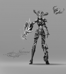 Shyvana The Half Dragon concept art from the video game League of Legends by Eduardo Gonzalez