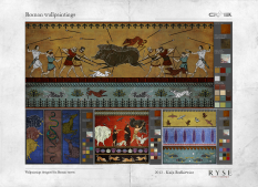 Wallpaintings concept art from the video game Ryse: Son of Rome by Kaija Rudkiewicz