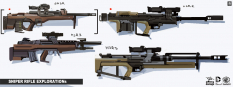 Sniper Rifle Explorations concept art from the video game Batman: Arkham Origins by Georgi Simeonov