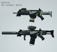 Assault Rifle concept art from the video game Outrise