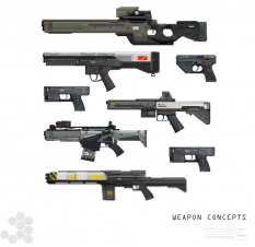 Weapon Concepts concept art from the video game Outrise