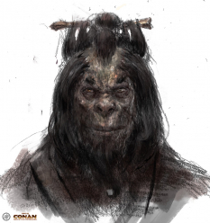 Apeman Face Concept concept art from the video game Age of Conan: Unchained by Ville-Valtteri Kinnunen