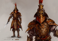 Yellow Priests Of Yun Warrior concept art from the video game Age of Conan: Unchained by Stian Dahlslett