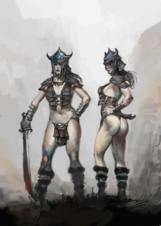 Cimmerian Female Warrior concept art from the video game Age of Conan: Unchained