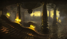 Abandoned Serpent City Room concept art from the video game Age of Conan: Unchained by Lin Bo