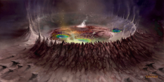 Crater At Kara Korum concept art from the video game Age of Conan: Unchained by Stian Dahlslett