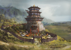 Kang Pagoda concept art from the video game Age of Conan: Unchained