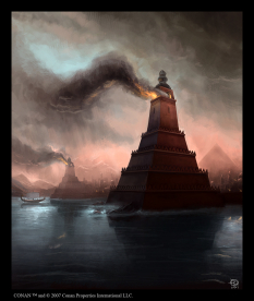Khemi Lighthouse concept art from the video game Age of Conan: Unchained by Grant Regan