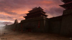 Khitai Greatwall Westerngate concept art from the video game Age of Conan: Unchained by Grant Regan