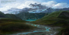 Northern Grasslands concept art from the video game Age of Conan: Unchained by Torstein Nordstrand