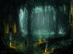 Os Harku Temple Crocodile Pool concept art from the video game Age of Conan: Unchained