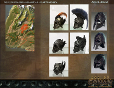 Aquilonian Helmets concept art from the video game Age of Conan: Unchained