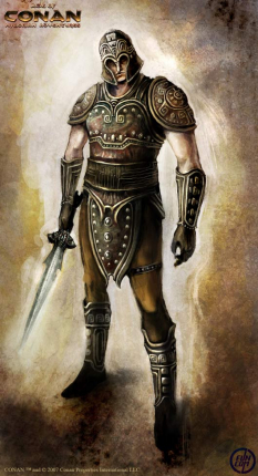 Atlantean Studded Leather concept art from the video game Age of Conan: Unchained by Alex Tornberg
