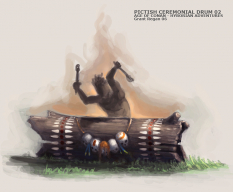 Pictish Ceremonial Drum concept art from the video game Age of Conan: Unchained by Grant Regan