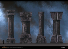 Atlantean Stone Pillars concept art from the video game Age of Conan: Unchained by Fang Wang Lin