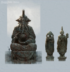 Chosain Entry Statues concept art from the video game Age of Conan: Unchained by Per Oyvind Haagensen