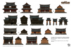 Khitai Buildings concept art from the video game Age of Conan: Unchained by Grant Regan
