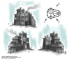 Large Cimmerian Building concept art from the video game Age of Conan: Unchained by Grant Regan