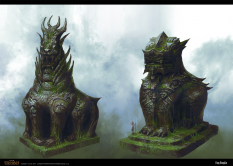 Lemurian Sacrifice Statues concept art from the video game Age of Conan: Unchained by Fang Wang Lin