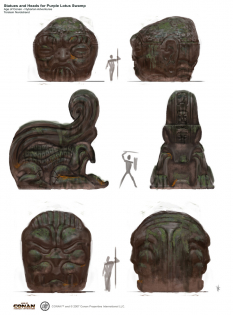 Purple Lotus Swamp Statues Dirty concept art from the video game Age of Conan: Unchained by Torstein Nordstrand