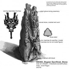 Stygian Sacrificial Stone concept art from the video game Age of Conan: Unchained by Grant Regan