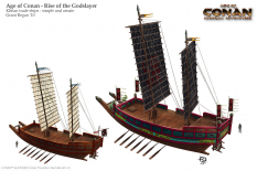 Khitai Trade Ships concept art from the video game Age of Conan: Unchained by Grant Regan