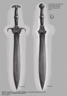 2 Handed Aquilonian Sword concept art from the video game Age of Conan: Unchained by Grant Regan