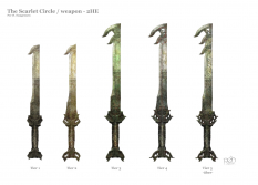 2 Handed Scarlet Circle Weapons concept art from the video game Age of Conan: Unchained by Per Oyvind Haagensen