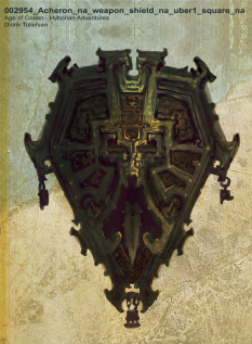 Acheron Weapon Shield concept art from the video game Age of Conan: Unchained by Alex Tornberg