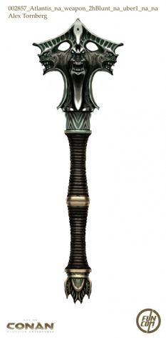 Atlantean Blunt Weapon concept art from the video game Age of Conan: Unchained by Alex Tornberg