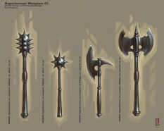Hyperborean Weapons concept art from the video game Age of Conan: Unchained by Grant Regan