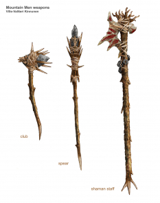Mountain Men Weapons concept art from the video game Age of Conan: Unchained by Ville-Valtteri Kinnunen