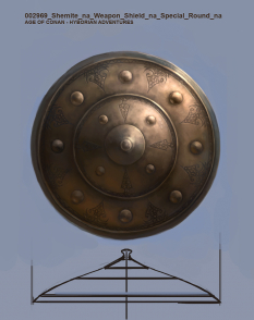 Shemite Weapon Shield concept art from the video game Age of Conan: Unchained