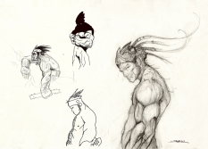 Monkey Sketches concept art from the video game Enslaved: Odyssey to the West by Alessandro Taini