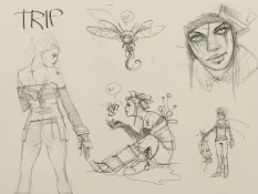 Trip Sketches concept art from the video game Enslaved: Odyssey to the West by Alessandro Taini