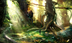 Forest concept art from the video game Enslaved: Odyssey to the West by Alessandro Taini