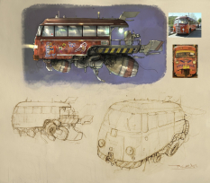 Pigsy's Bus concept art from the video game Enslaved: Odyssey to the West by Alessandro Taini