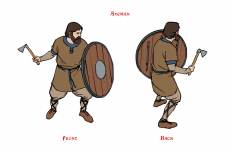 Axeman Combat concept art from the video game The Banner Saga