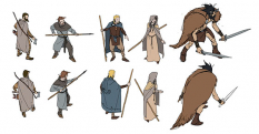 Characters concept art from the video game The Banner Saga