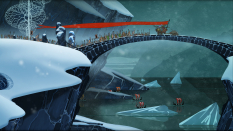 Travel Bridge concept art from the video game The Banner Saga by Arnie Jorgensen